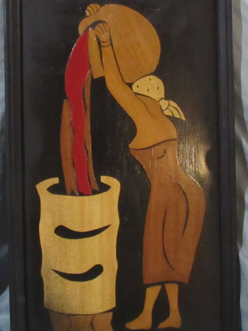 Mid Century Modern Guyana Artist & Designer D Addo Wood Art: Woman's Work Y215